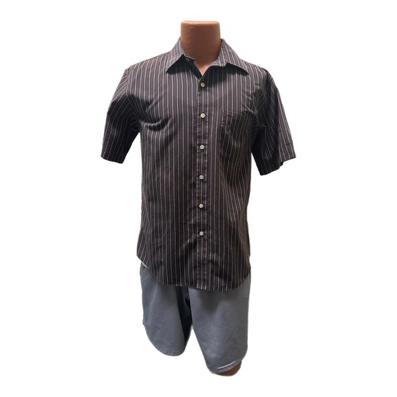 Van Heusen Men's Brown and Blue Button Down Shirt, Medium, 15-15.5, Pre-owned - Picture 1 of 7